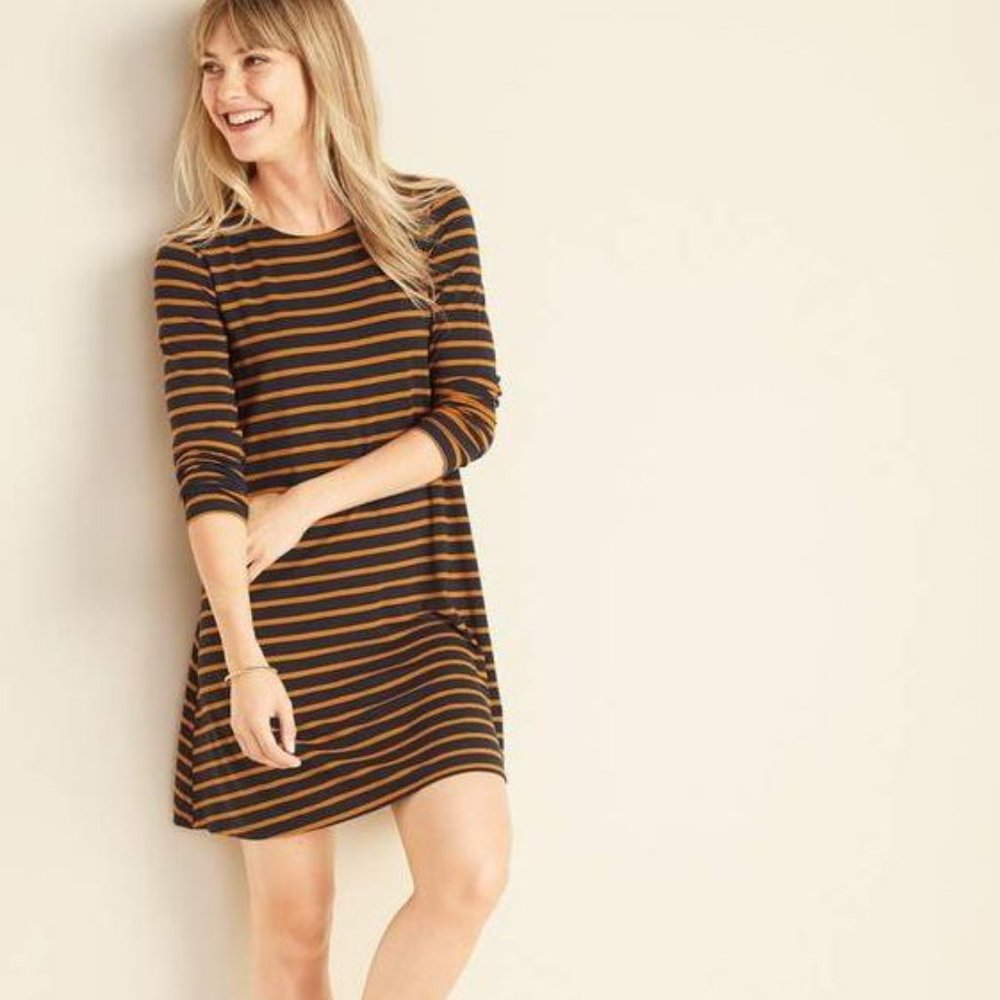 Long-Sleeve Jersey-Knit Swing Dress for Women